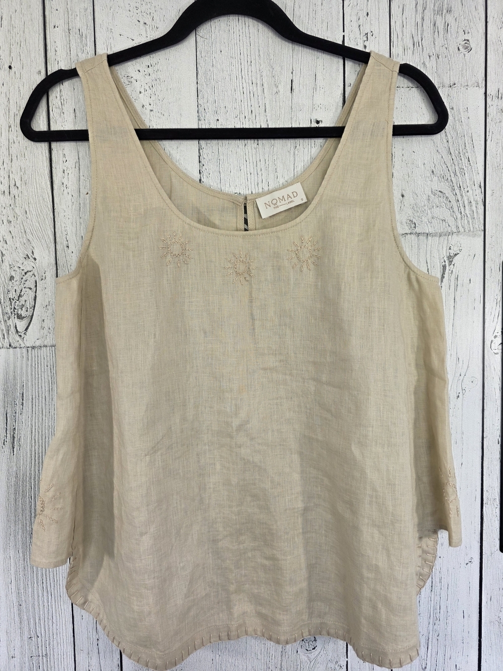 Nomad The Label 100% Linen Embroidered Oversized Tank – Size Small Resort Wear